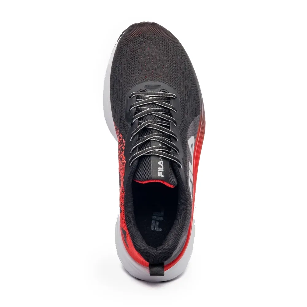 Tênis Fila Agile masculino preto visto de cima mostrando design e detalhes